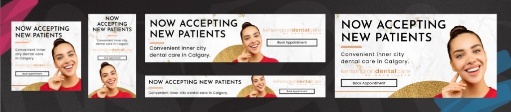 Digital ads for a dental practice.