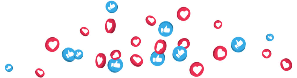 A wave of like and comment icons relating to social media