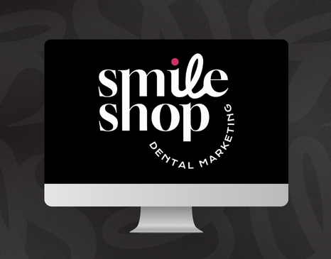 Graphic of a computer screen with the new SmileShop logo on it.