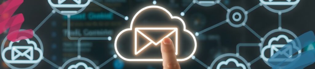 Someone tapping an email symbol on a large screen.