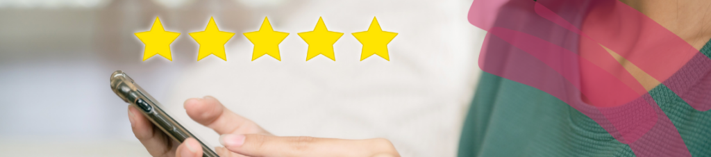 Someone writing a 5 star Google Review